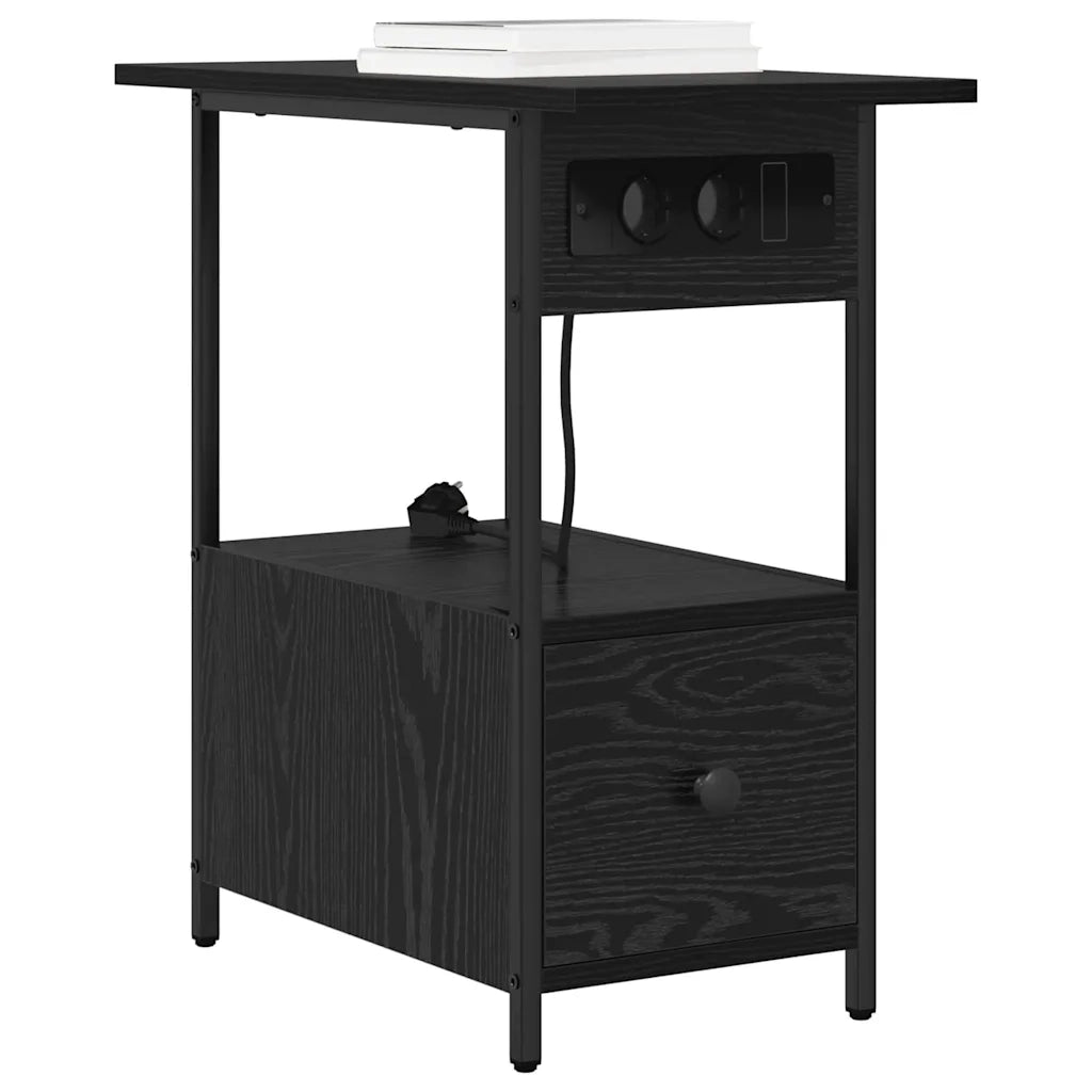 Armadio da Notte Rovere Nero 60 x 30 x 61 cm Legno multistrato 859595
