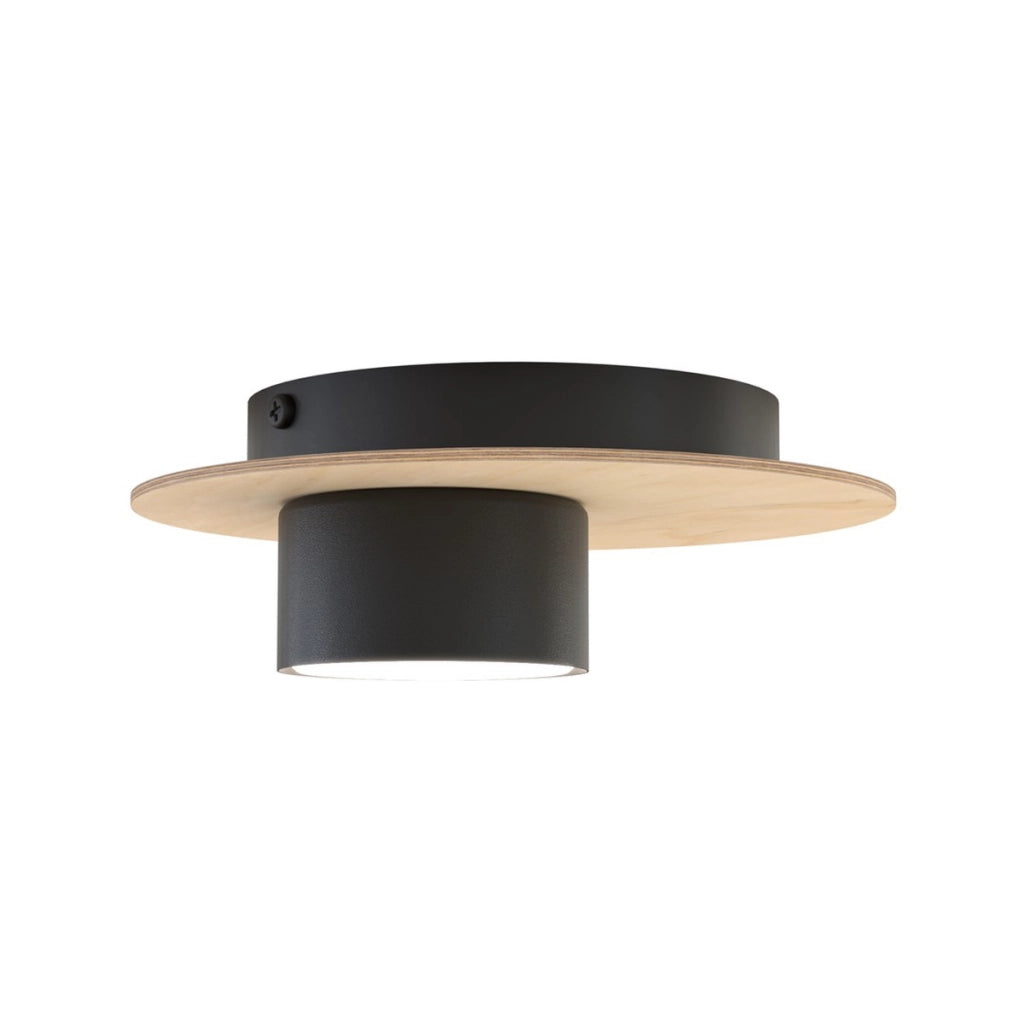 Faretto a soffitto PIXO in acciaio nero e legno naturale
