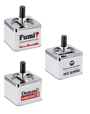 1 Pezzo Posacenere Push Girevole in Metallo 9 x 9 x 12,5 cm 3 Decori