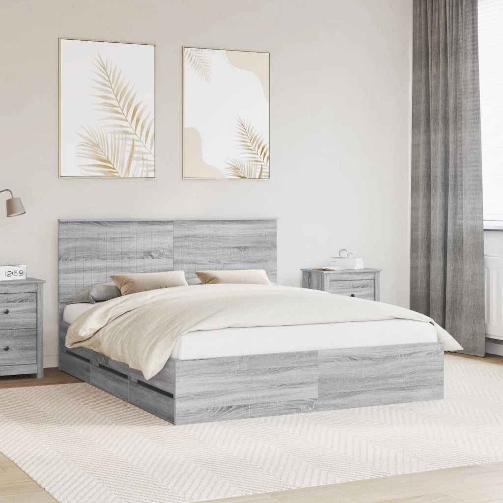 Struttura del letto con cassetto Grigio Sonoma 160 x 200 cm