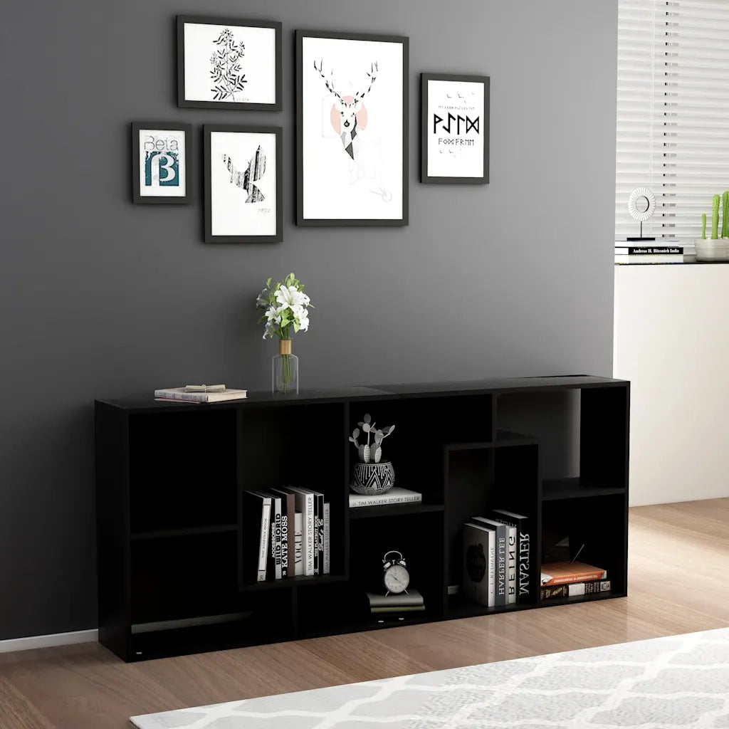 Libreria Nera 67x24x161 cm in Legno Multistrato 801878