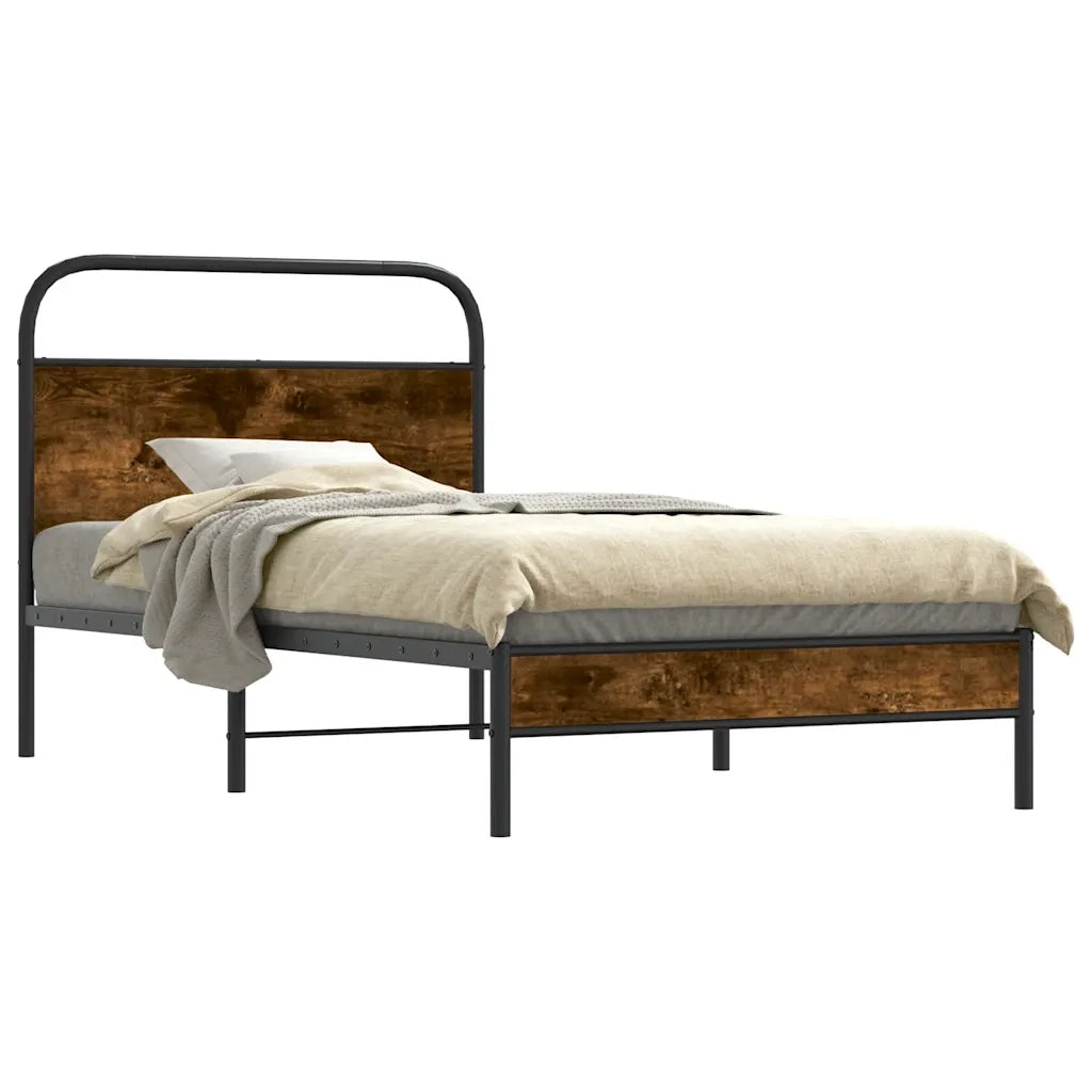 vidaXL Giroletto senza Materasso Rovere Fumo 100x200 cm in Truciolato