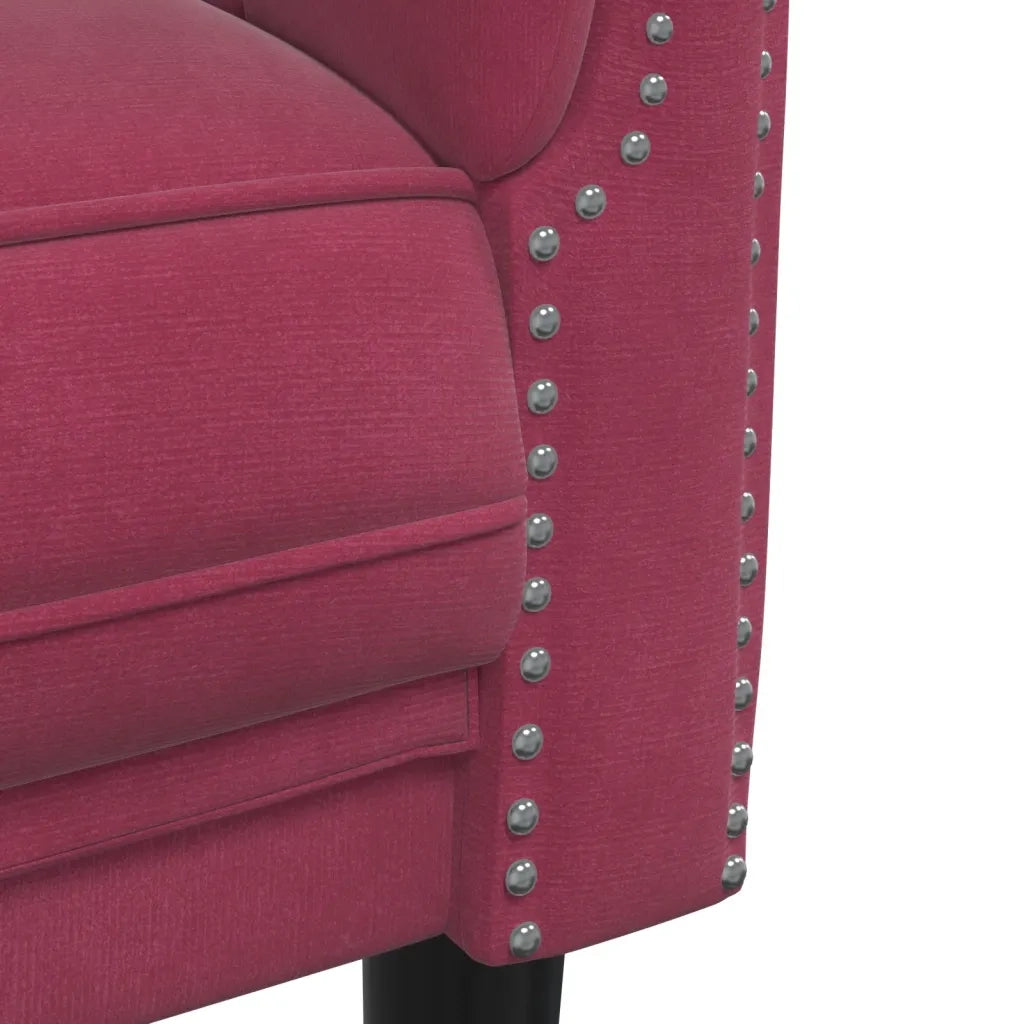 Set di Divani 3 pz Rosso Vino in Velluto 3209213