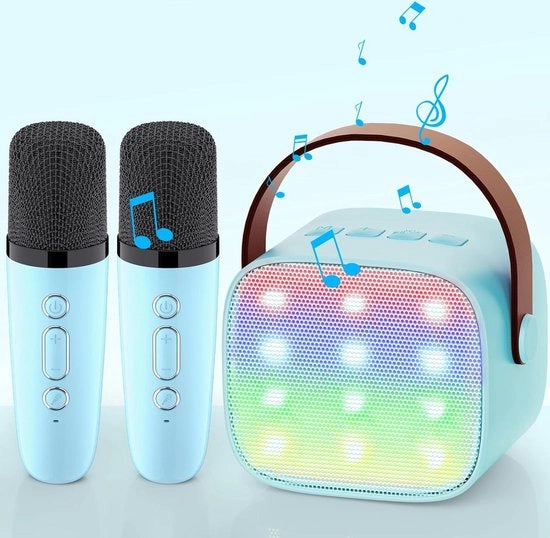 Macchina da karaoke portatile con 2 microfoni - Karaoke Bluetooth per bambini e adulti - Effetti di alterazione della voce e illuminazione a LED - Regalo per ragazzi e ragazze