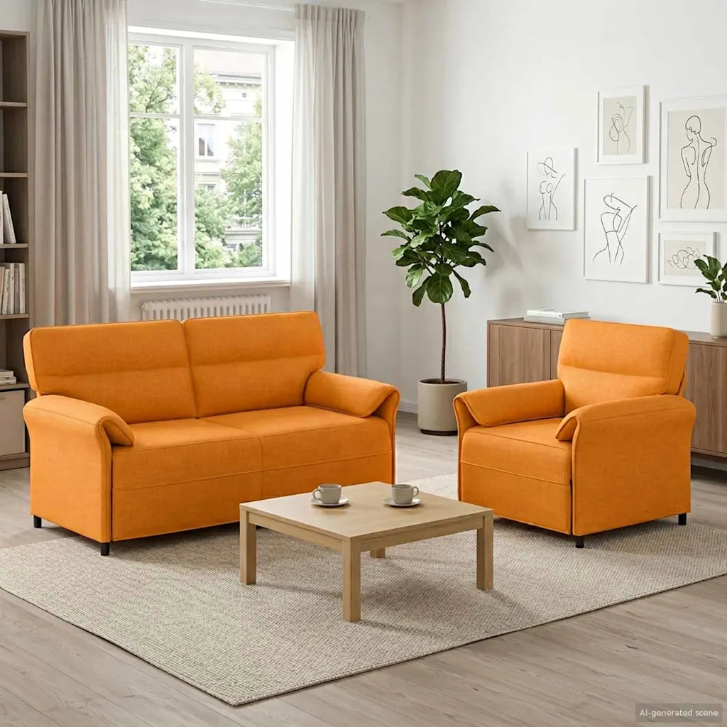 Set di divani 2 pz Giallo Scuro Tessuto 3424866