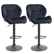 Set di 2 sgabelli da bar girevoli con schienale regolabili in altezza ¨C ZephMum ¨C Schiuma, Velluto, Nero 51.5x57.5x93-114.5 cm