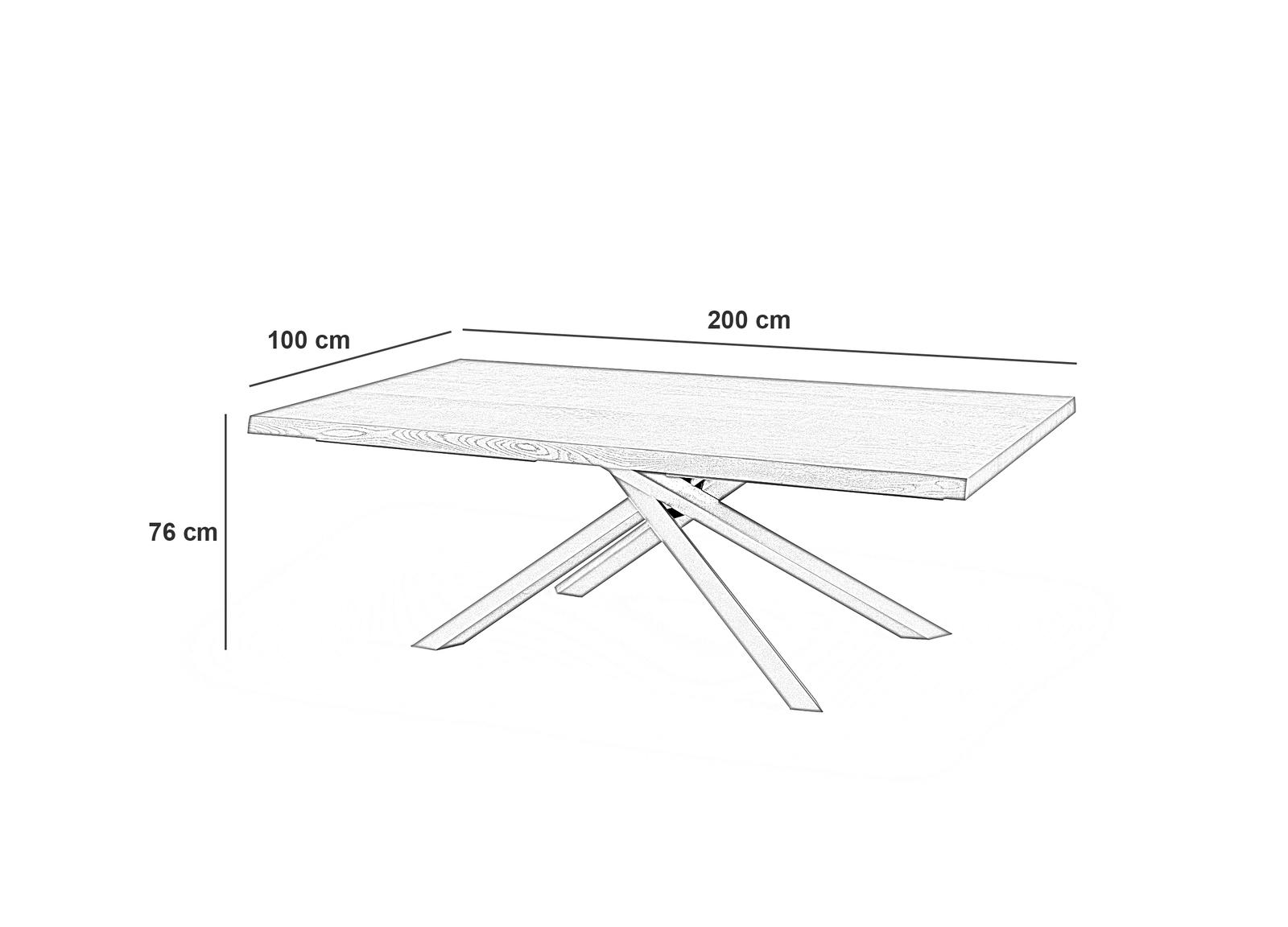 Tavolo Fisso 200x100x76 cm in Frassino Spike  Naturale