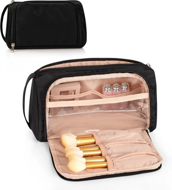 Borsa di viaggio per cosmetici femminile in tessuto Oxford - contenitore di stoccaggio per cosmetici - nero