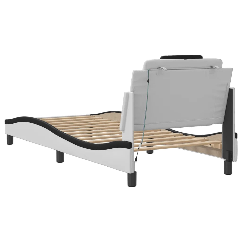 Giroletto Viana con LED senza Materasso Bianco e Nero 80x200 cm 3213986
