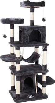 Cat Tree per Gatti - 170 cm Alto - Soglia di Guardia - 2 Piattaforme di Osservazione - Grigio Scuro - Giocattoli - Albero per Gatti - Giocare - Gatti