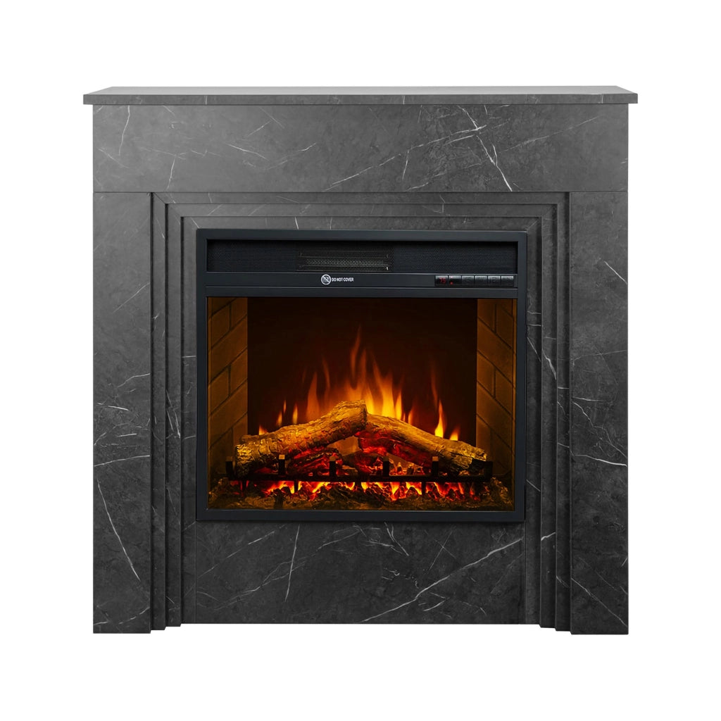 Caminetto Limbiate, Camino Elettrico Superficie Riscaldabile 30 m2, 96x35x96h cm Nero