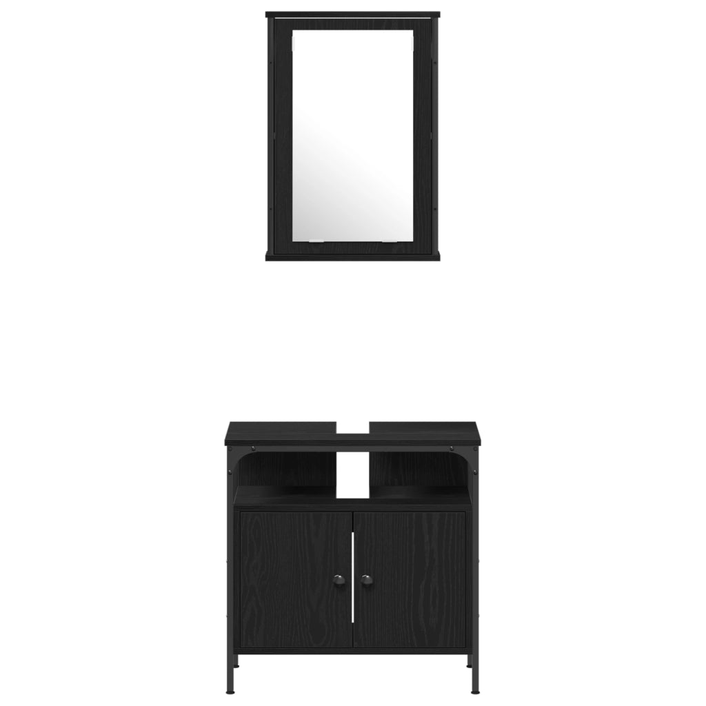 Set di Mobili da Bagno in 4 Parti Rovere Nero