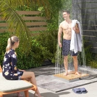 Doccia da Giardino Portatile con Altezza Fino a 4 m e Getti d'Acqua Regolabili, 70x55 cm, Legno