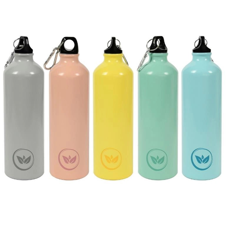 1 Pezzo Borraccia Termica in Alluminio con Moschettone Leaf 750 ml 5 Colori