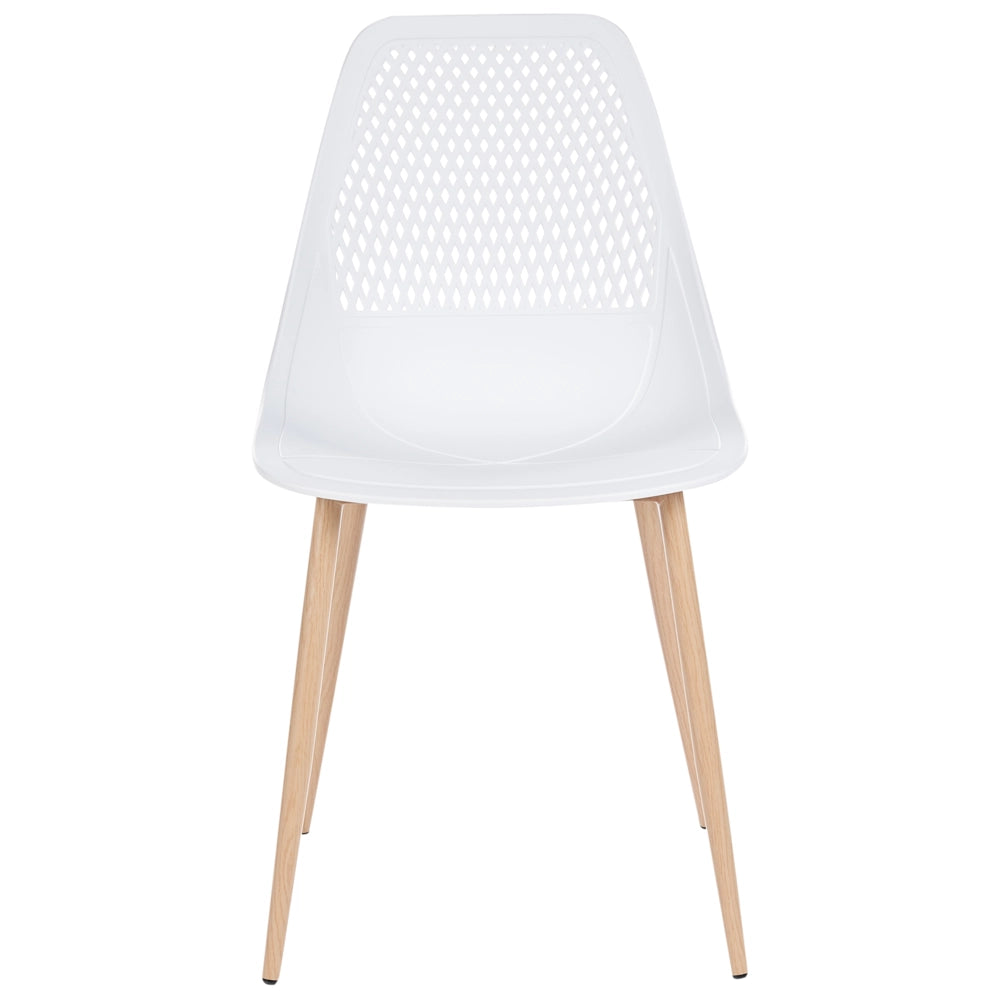 Set di 4 sedie da pranzo Seduta sintetica bianca Gambe in metallo Seduta moderna semplice e minimalista