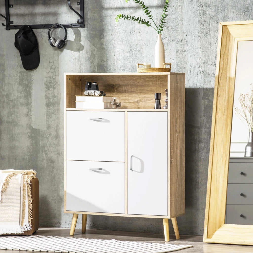 Armadio per scarpe ¨C zephmum ¨C 80x25.5x112.5cm, Bianco, Legno