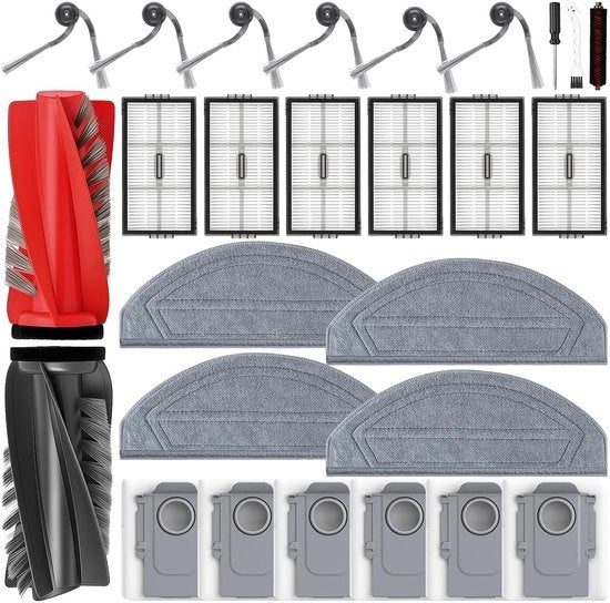 Accessori 27 pezzi - Pennello principale/Filtro/Cuscini di polvere - Pannelli aspirazione/Laterali - Pennello di pulizia/Borsetta di pulizia - Compatibilità perfetta - Aspirapolvere robotico