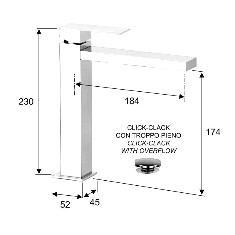 Rubinetto monocomando alto per lavabo design moderno remer q design