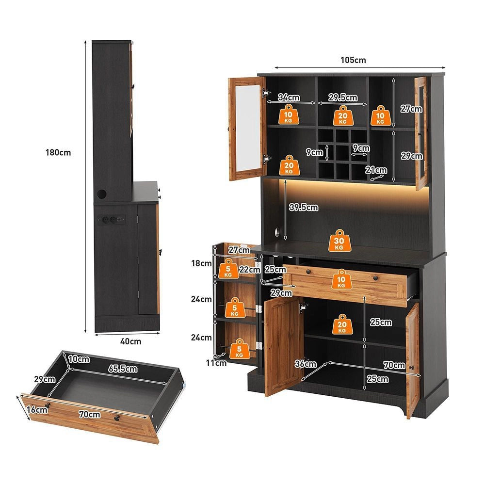 Armadio da cucina alto - Xylo - 180¡Á105¡Á40cm - Illuminazione LED colori variabili