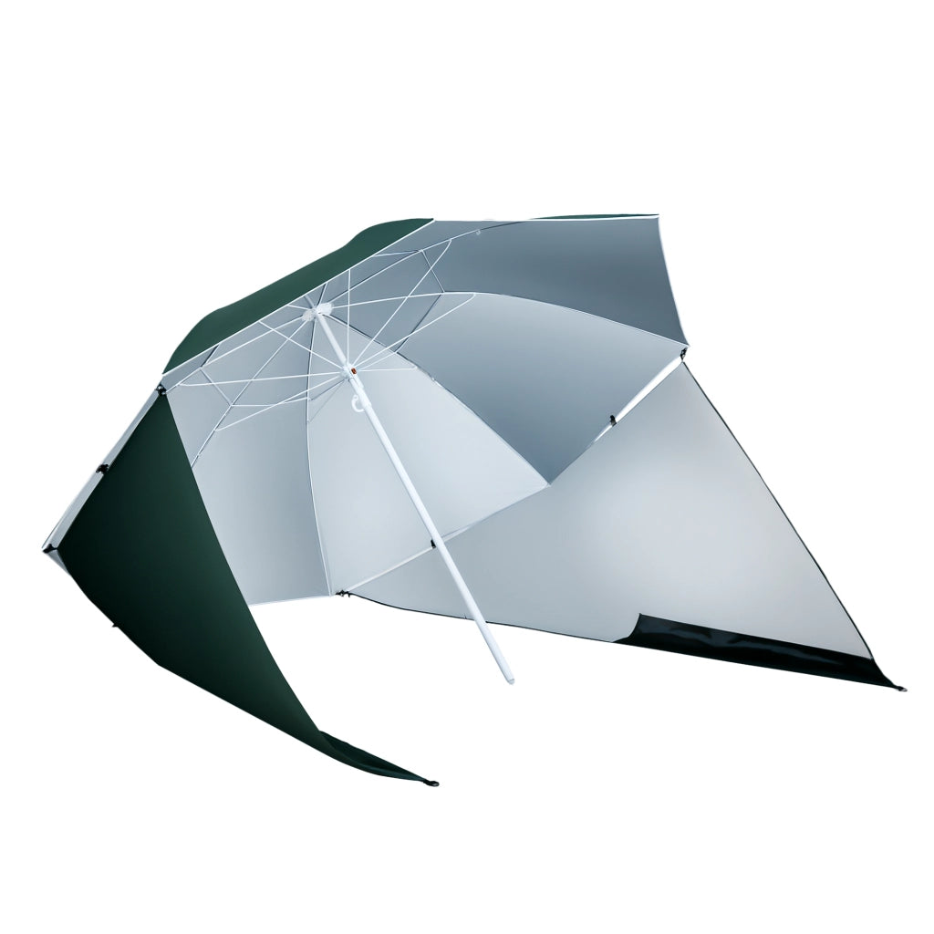 Ombrellone da Giardino 2 in 1 con 2 Pannelli Laterali ¨C Zephmum ¨C Verde ?210x222cm