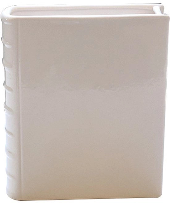 Vaso per Libri in Ceramica Bianca - Decorativo Vaso per Fiori - Vaso a Forma di Libro per Decorazione di Casa