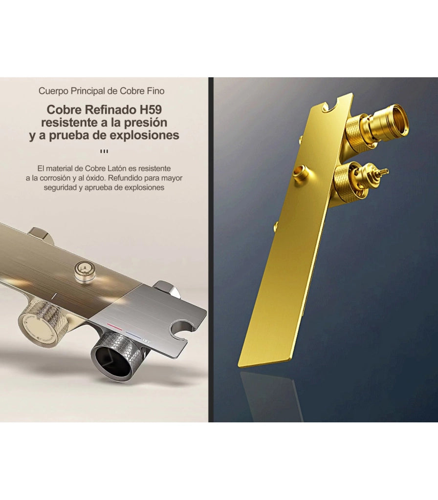 Colonna Doccia-Bagno Tomahawk LH-2366+KIT | Termostatica | Corpo Rame-Latto H59 | Barra Regolabile | Doccia a Mano