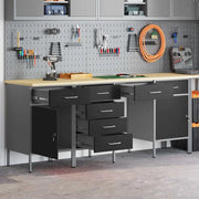 Mobile da lavoro 4 pcs Nero Legno ingegnerizzato e acciaio 3321382