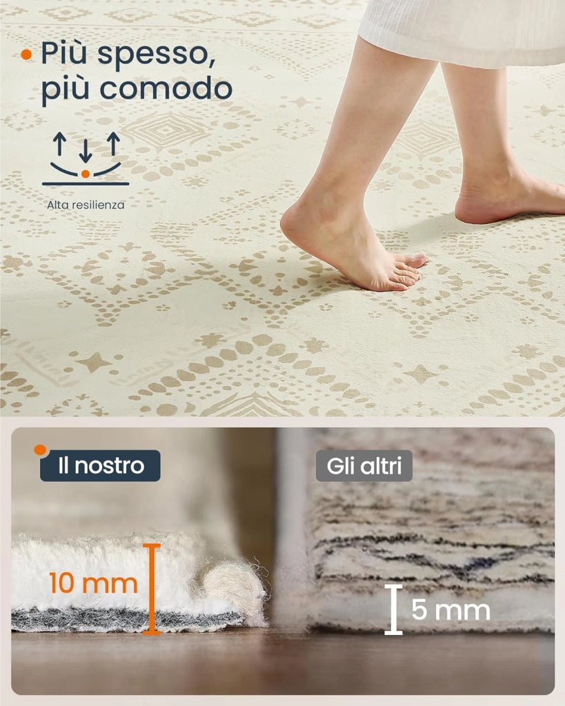 Tappeto per Soggiorno, 160 x 230 cm Tappeto Salotto Antiscivolo, per Soggiorno Camera da Letto Cameretta, Lavabile in Lavatrice, Stile Boho, Beige Sabbia TAR029L02