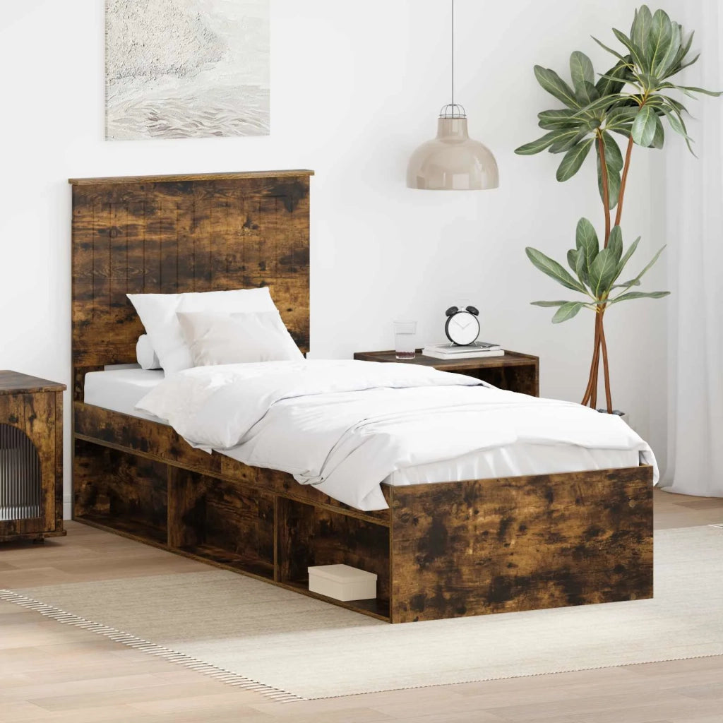Struttura del letto Rovere fumé 75 x 190 cm Pino massello 3411077