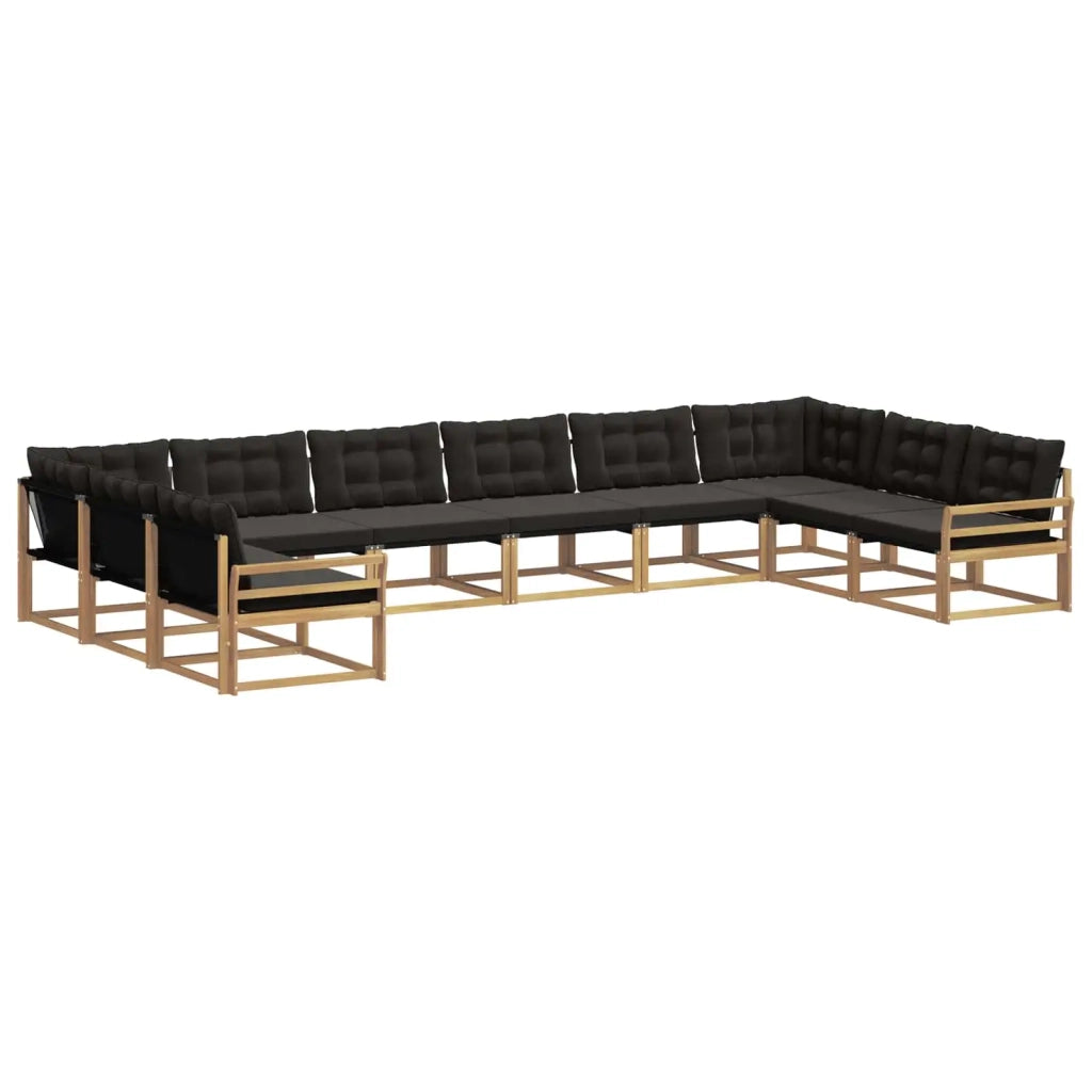 Set di divani da esterno con cuscino 10 pcs Bianco e Nero 3389118