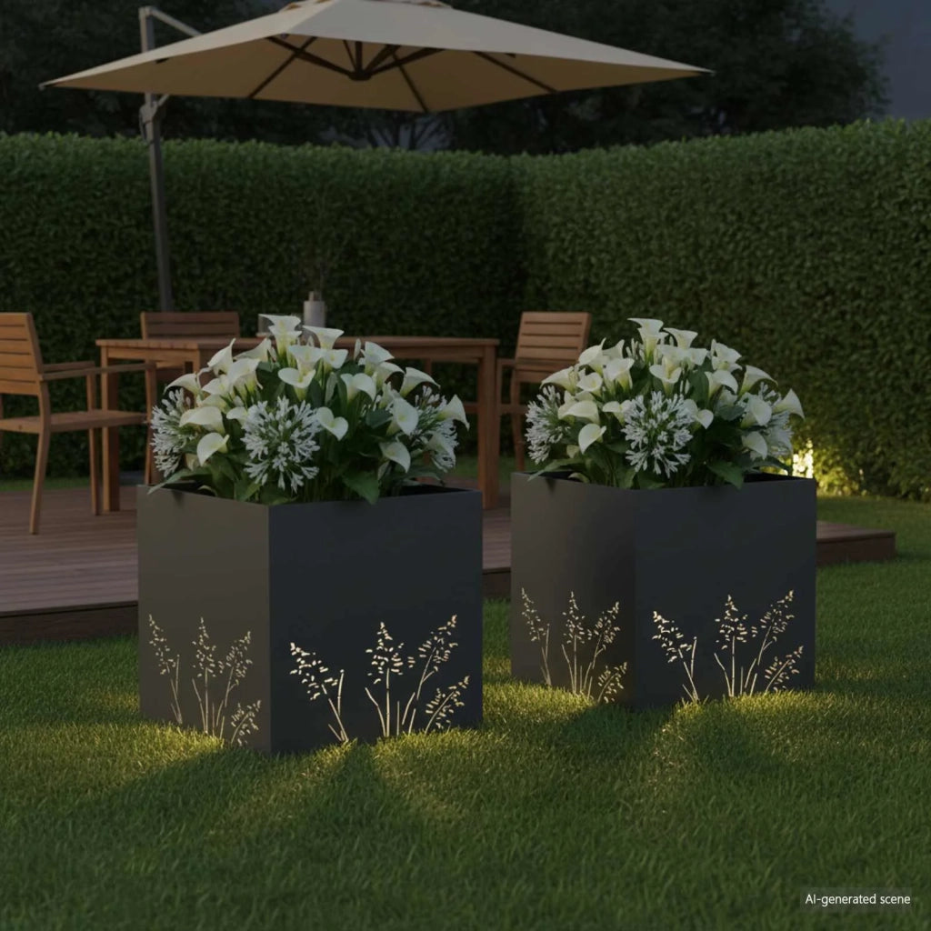 Vaso da giardino 2 pz Antracite 50 x 50 x 49 cm 8005797