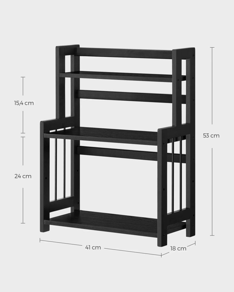 Porta spezie scaffale portaoggetti a 3 livelli organizer da scrivania 18 x 41 x 53 cm struttura in bambù per cucina sala da pranzo ufficio marrone rustico e nero 12_0005524