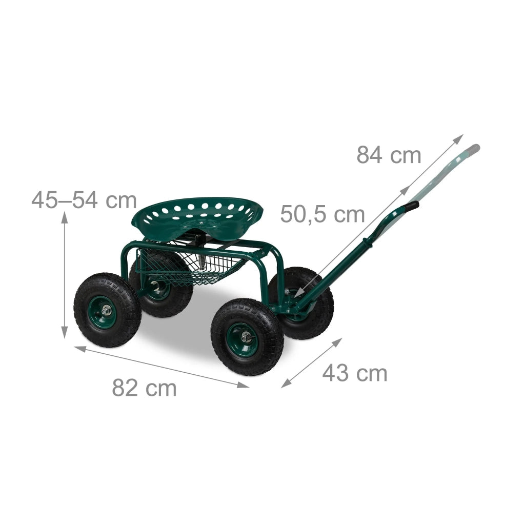Set di 1 sedia rotante da giardino regolabile 45-54 x 43 x 82 cm pratica con cestino portaoggetti in acciaio verde 13_0016093