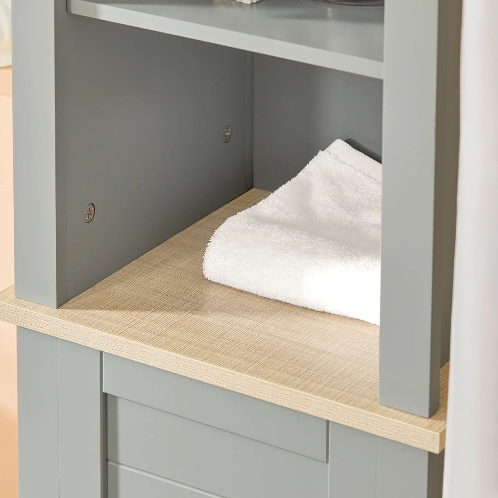 Mobiletto alto per bagno Mobile a colonna bagno salvaspazio con 3 scomparti a giorno e1 anta 39x30x169cm BZR68-HG SoBuy