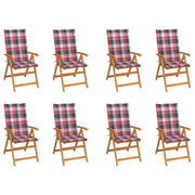 Sedie Reclinabili da Giardino con Cuscini 8 pz Massello di Teak cod mxl 75132