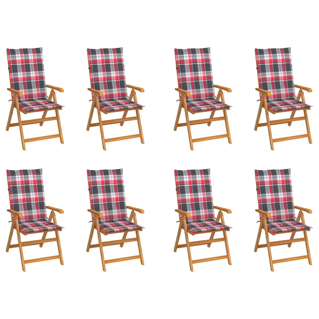 Sedie Reclinabili da Giardino con Cuscini 8 pz Massello di Teak cod mxl 75132