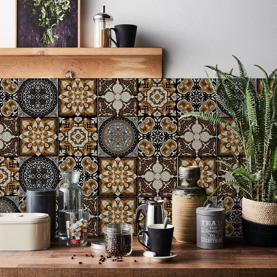 Tegelstickers Mozaico per Parete 24 pezzi in PVC, Stickers per Parete, Decorazione per Cucina, Cassetto, Mobili, Tavolo, Impermeabili, Autoadesivi per Parete, da Applicare con Facilità