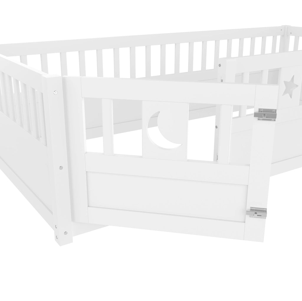 Letto per bambini 90x190 cm in pino bianco con sponde