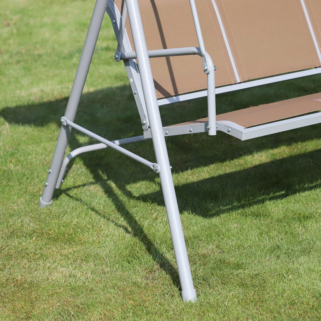 Dondolo Giardino 3 Posti con Toldo Ajustabile ¨C zephmum ¨C Marrone 171x108x150 cm