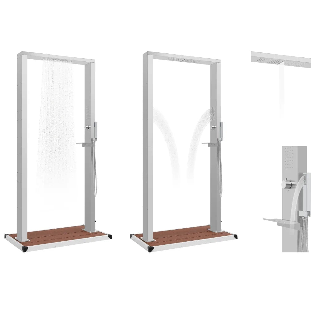 Doccia da Esterno con Piatto in WPC Acciaio Inossidabile cod mxl 47250