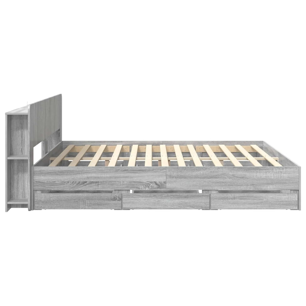 Struttura del letto con stoccaggio e testata Sonoma grigio 3433981