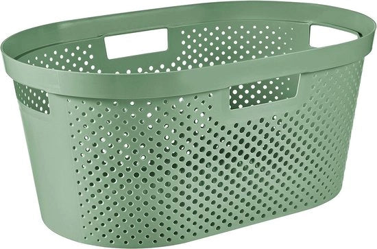 Cestino per bucato a punti 40L - 100% materiale riciclato verde chiaro