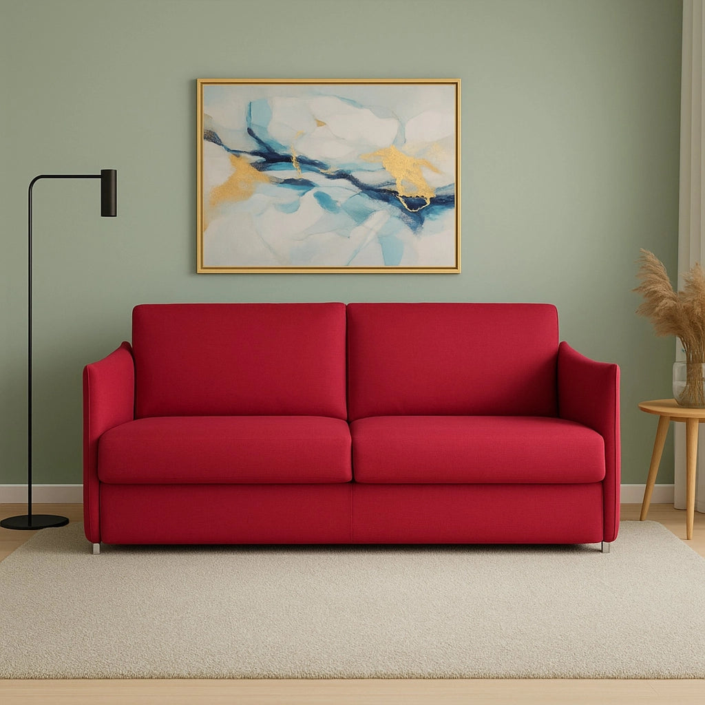 Varedo, Divano Fisso 2 Posti Sfoderabile Made in Italy, 180x95x90h cm Rosso