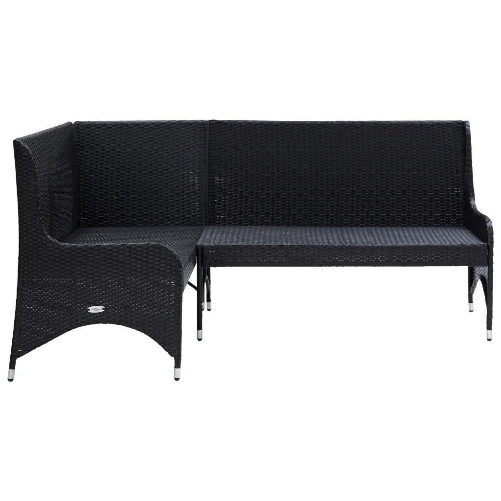 Divani Angolari da Giardino 2 pz in Polyrattan Nero cod mxl 70661