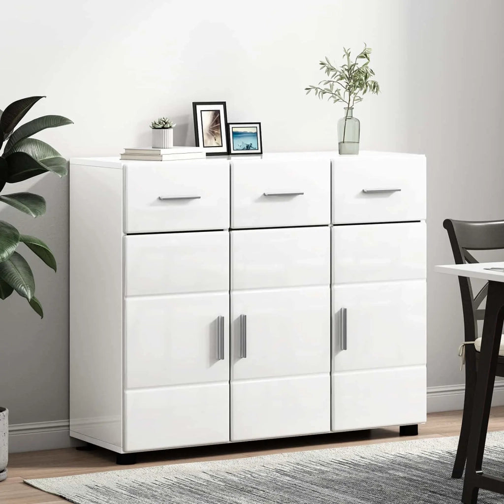 Credenza FLORIN 88,5 x 30,5 x 73 cm Bianco Lucido 880315