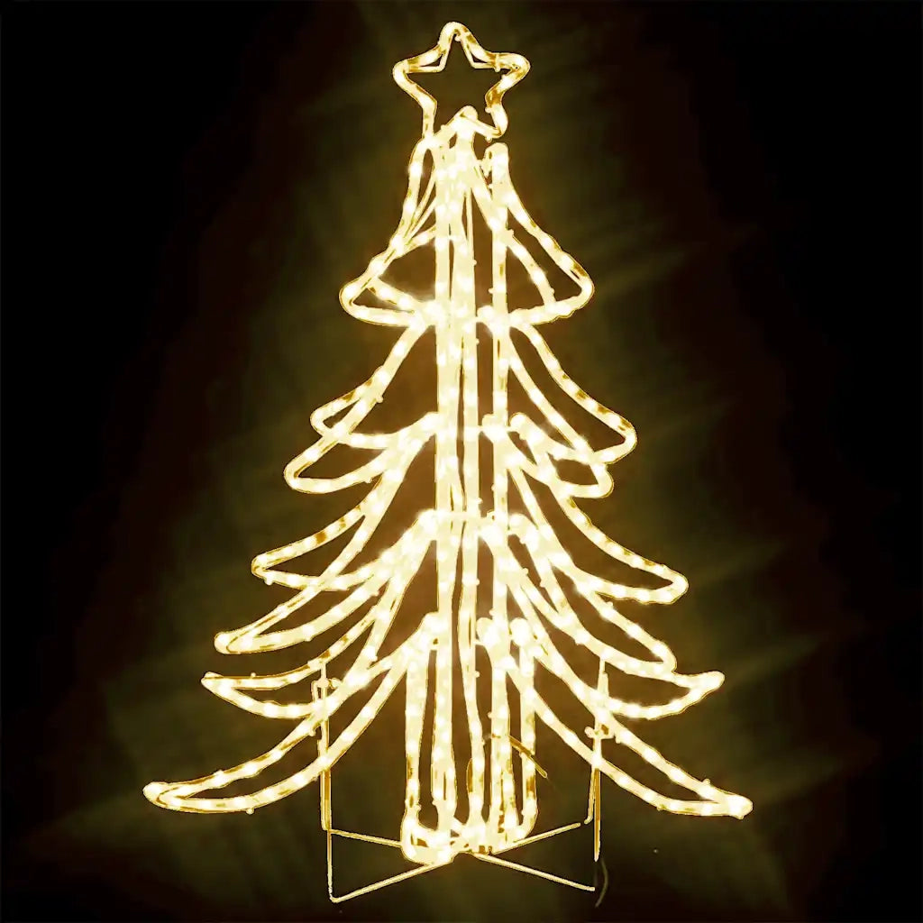 Figura Albero Natale Pieghevole con LED Bianco Caldo 87x87x93cm