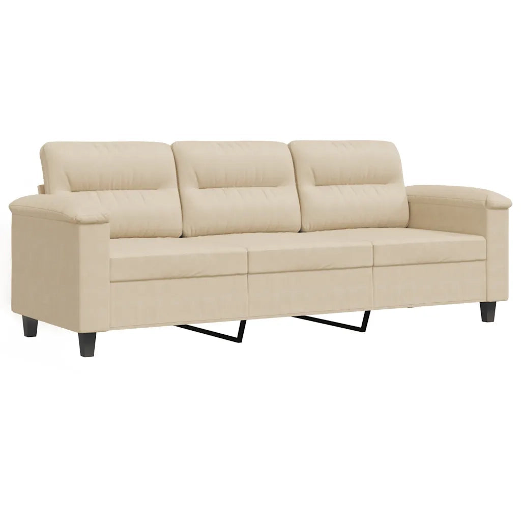 Divano a 3 Posti Crema 180 cm in Tessuto Microfibracod mxl 85413