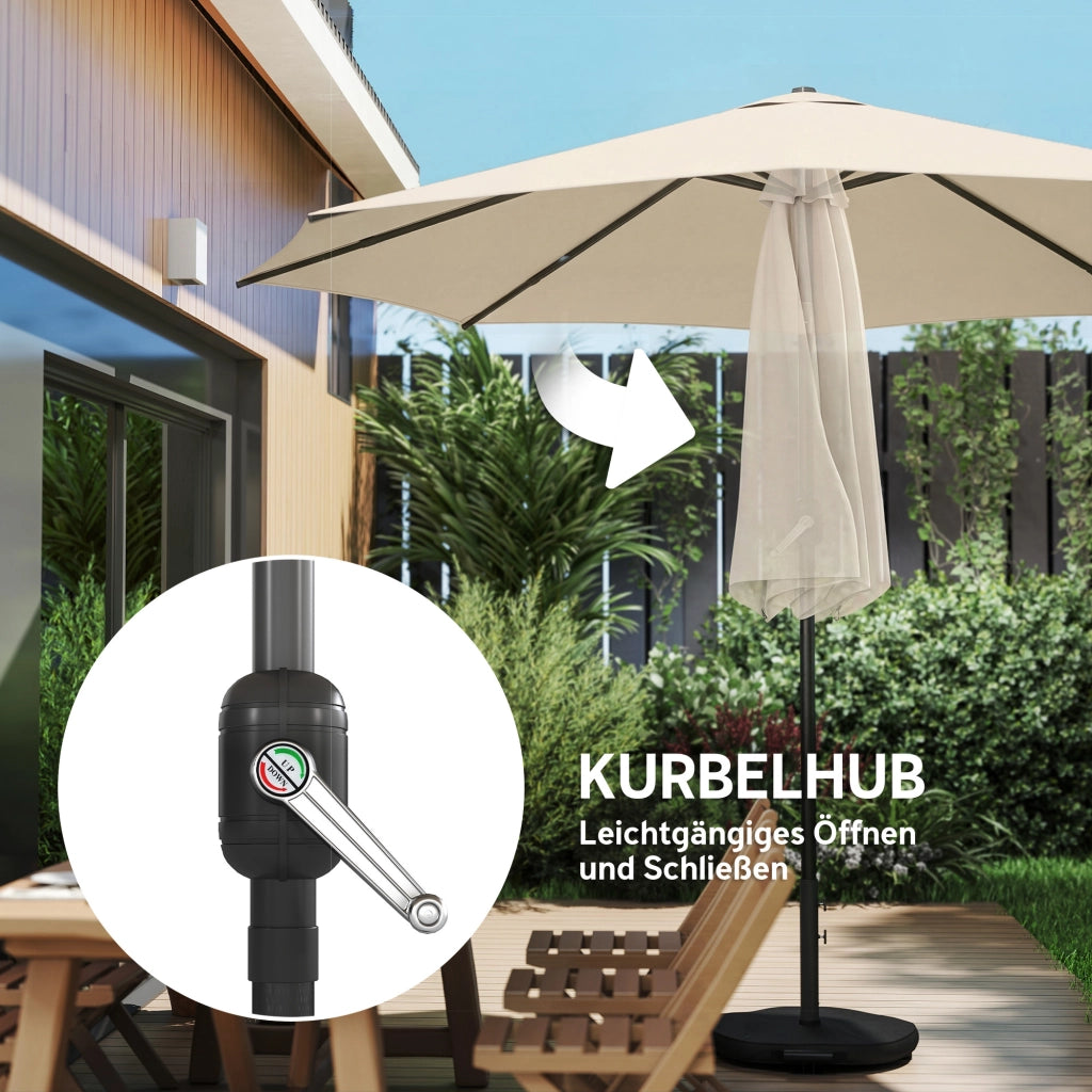 Ombrellone da balcone pieghevole con manovella e base ¨C zephmum ¨C crema ?300 cm