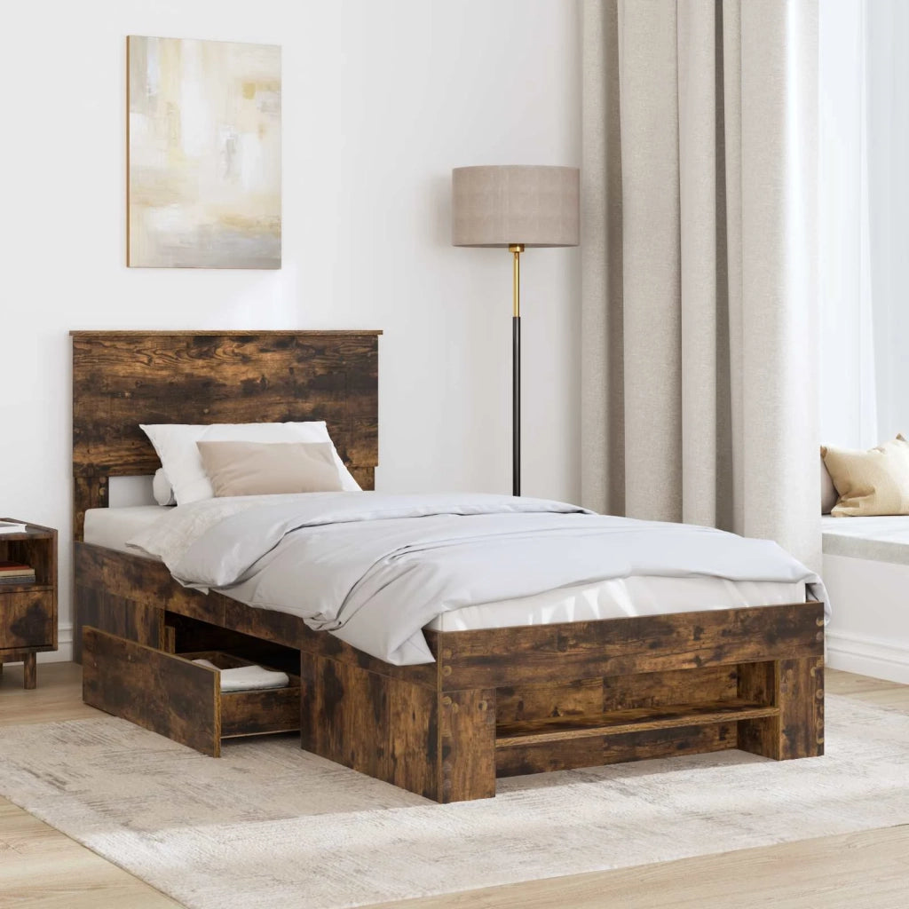 Struttura del letto Rovere fumé 90 x 200 cm Legno multistrato 3408799