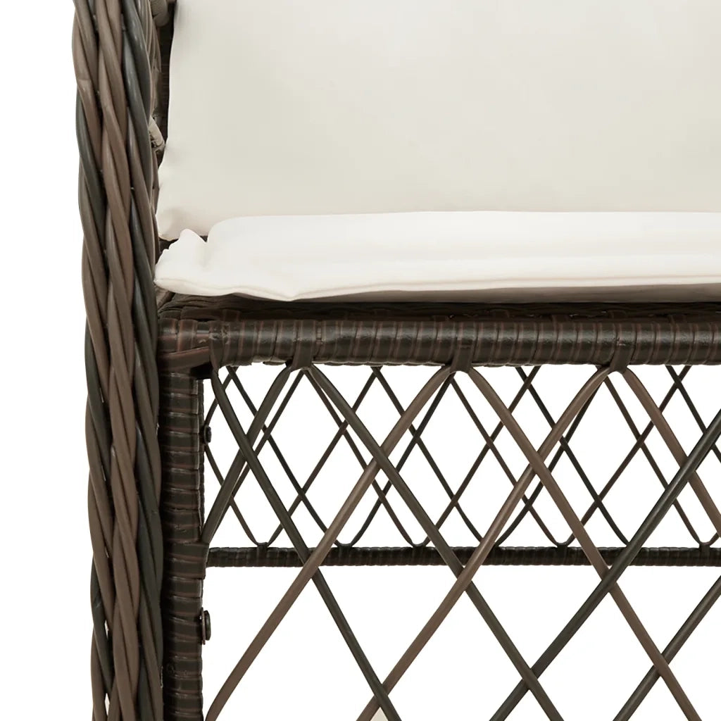 Set da Pranzo da Giardino 9pz con Cuscini Marrone in Polyrattan